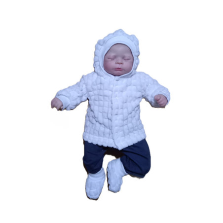 GAJI / Bunda s kapucňou zamat - biela kocka