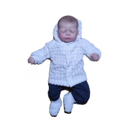 GAJI / Bunda s kapucňou zamat - biela kocka