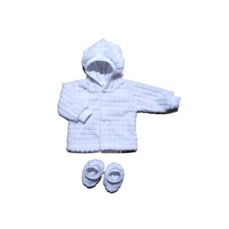 GAJI / Bunda s kapucňou zamat - biela kocka