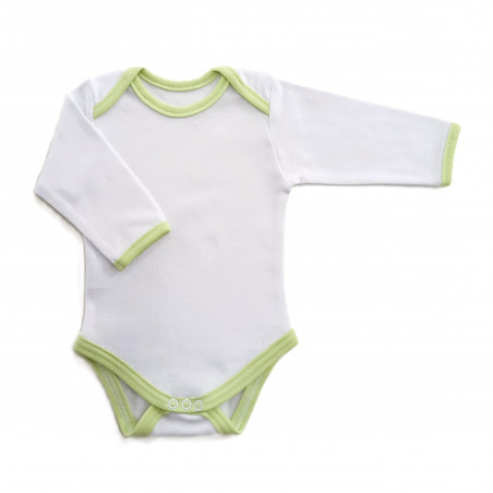 GAJI / Body dlhý rukáv obojlíc - zelený lem
