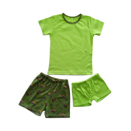 GAJI / Súprava chlapčenská/tričko + kraťasy + boxerky - zelená