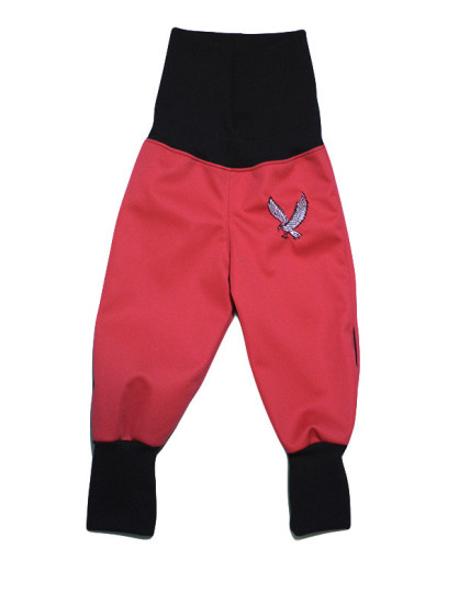 GAJI / Nohavice softshell s flisom výšivka - červená