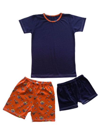 GAJI / Súprava chlapčenská/tričko + kraťasy + boxerky - tm.modrá