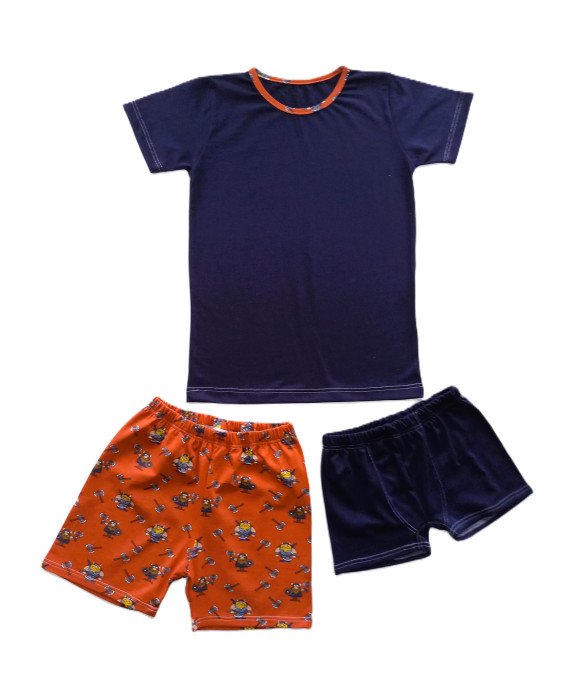 GAJI / Súprava chlapčenská/tričko + kraťasy + boxerky - tm.modrá