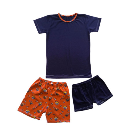 GAJI / Súprava chlapčenská/tričko + kraťasy + boxerky - tm.modrá