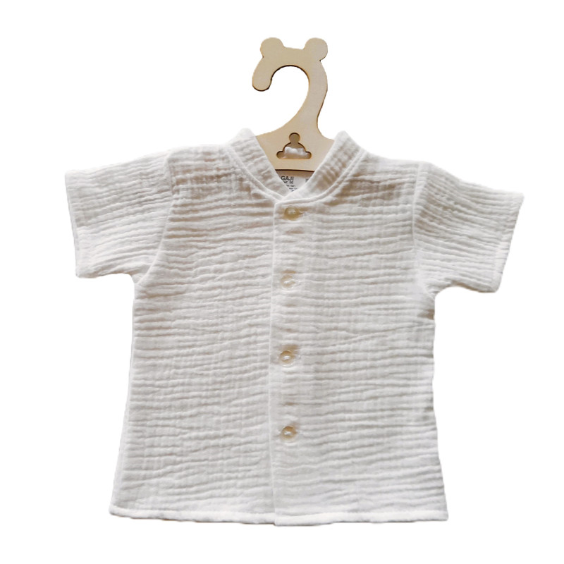 GAJI / Košeľa so stojačikom krátky rukáv mušelín - biela