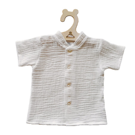 GAJI / Košeľa so stojačikom krátky rukáv mušelín - biela