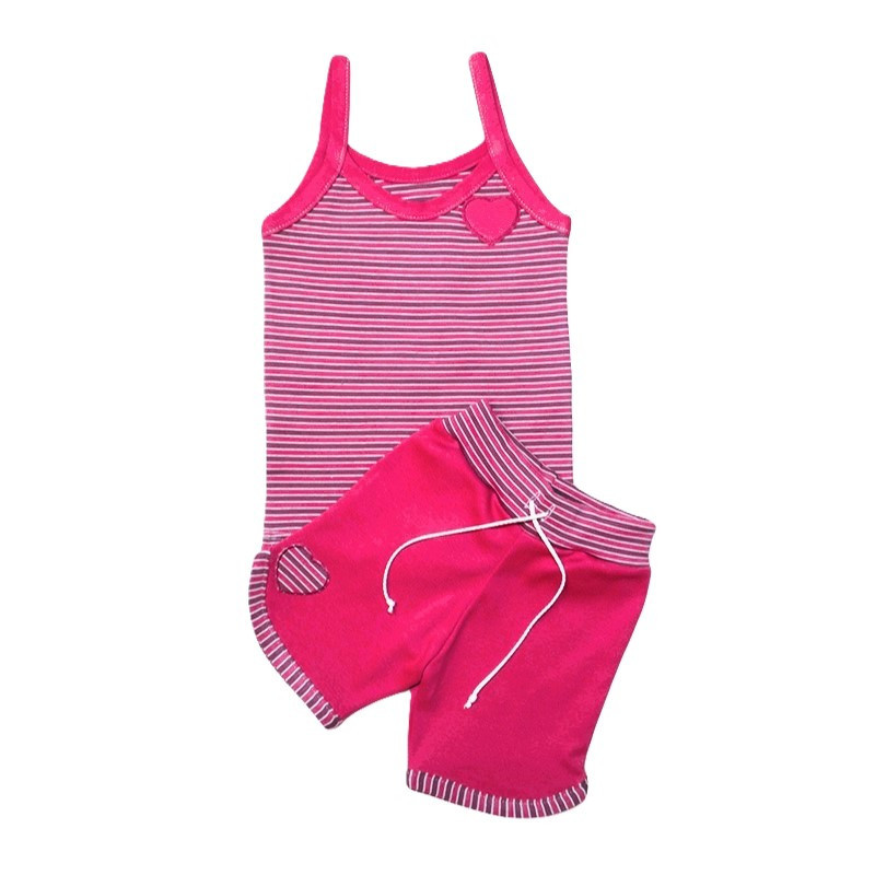 GAJI / Súprava dievčenská tričko + kraťasy - cyklamenová