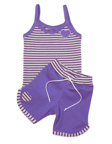GAJI / Súprava dievčenská tričko + kraťasy - fialová