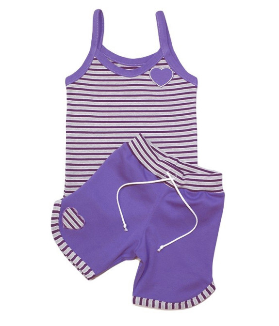 GAJI / Súprava dievčenská tričko + kraťasy - fialová