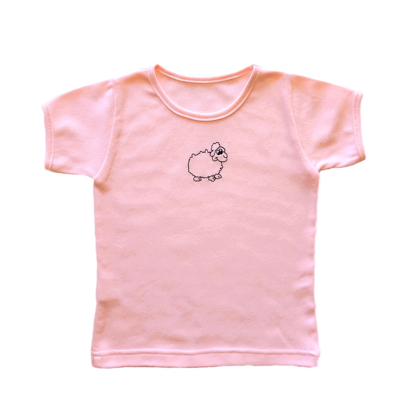 GAJI / Tričko s výšivkou obojlíc - ružová