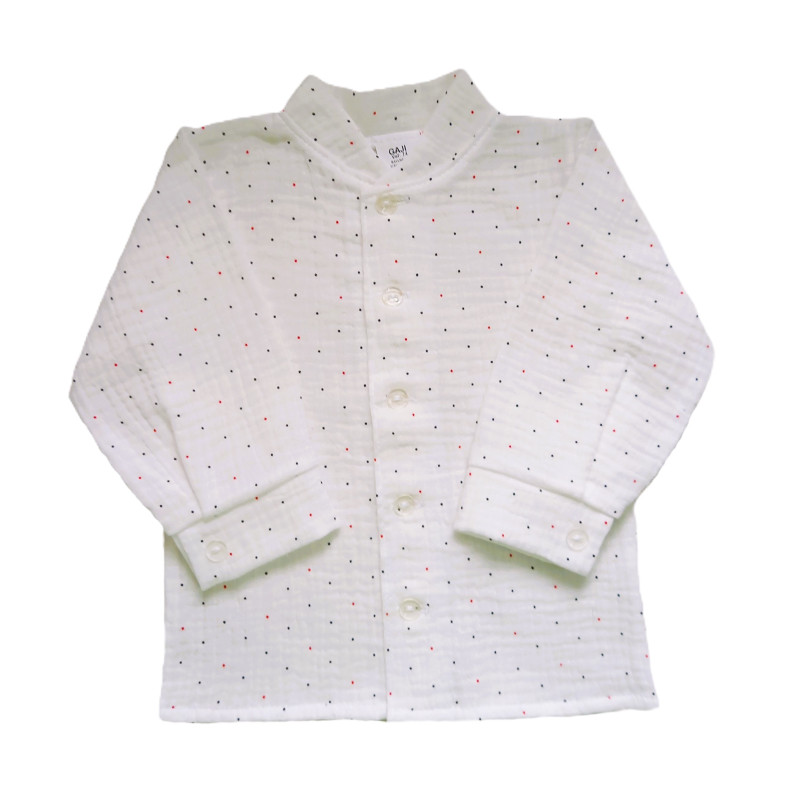 GAJI / Košeľa so stojačikom mušelín - biela bodka