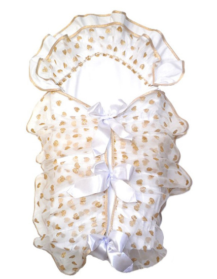 GAJI / Zavinovačka 10cm lemovaná potlač 2xfodra + volán + náplň - zlatá