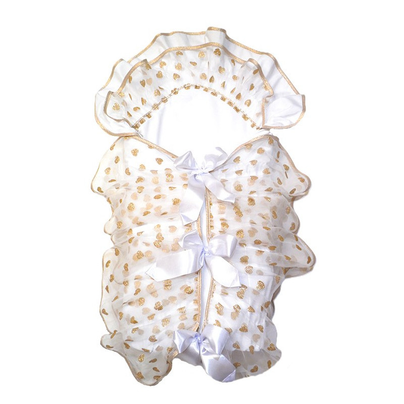 GAJI / Zavinovačka 10cm lemovaná potlač 2xfodra + volán + náplň - zlatá