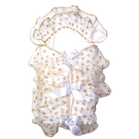 GAJI / Zavinovačka 10cm lemovaná potlač 2xfodra + volán + náplň - zlatá