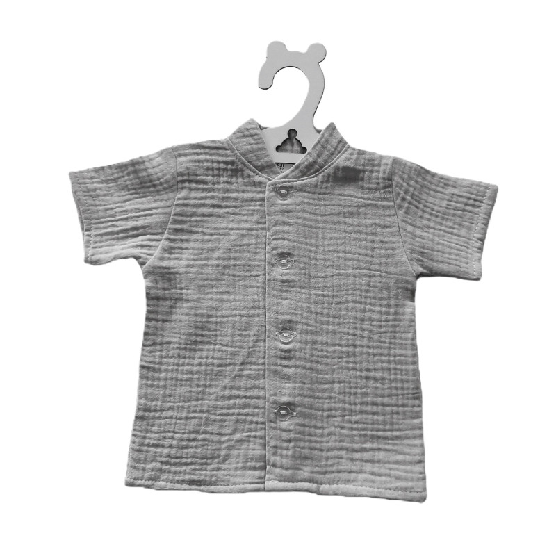 GAJI / Košeľa so stojačikom krátky rukáv mušelín - sivá