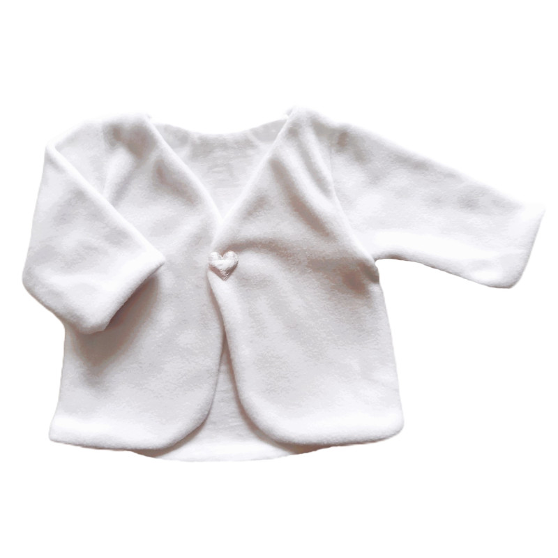 GAJI / Bolerko futrované predĺžené flis - biela