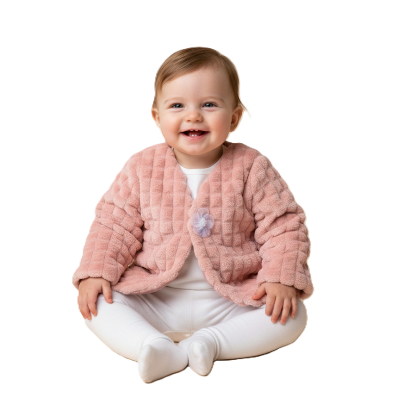 GAJI / Bolerko futrované predĺžené zamat - pudrová