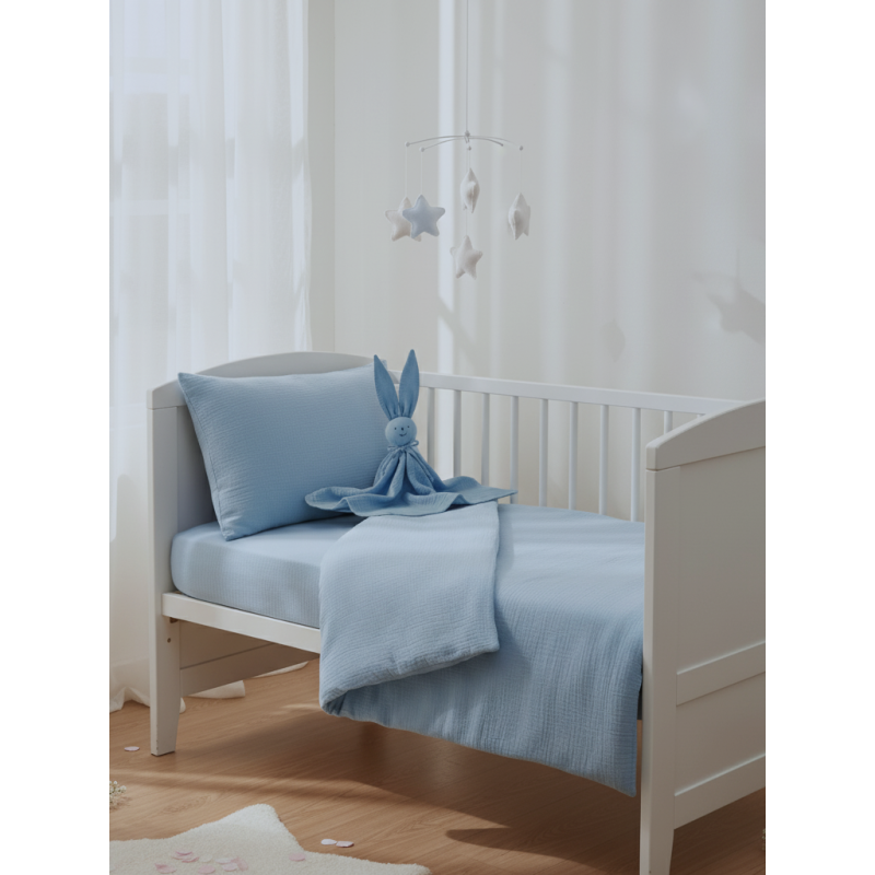 GAJI / Obliečky do postieľky mušelín - modrá