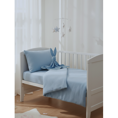 GAJI / Obliečky do postieľky mušelín - modrá