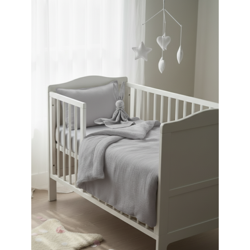 GAJI / Obliečky do postieľky mušelín - sivá