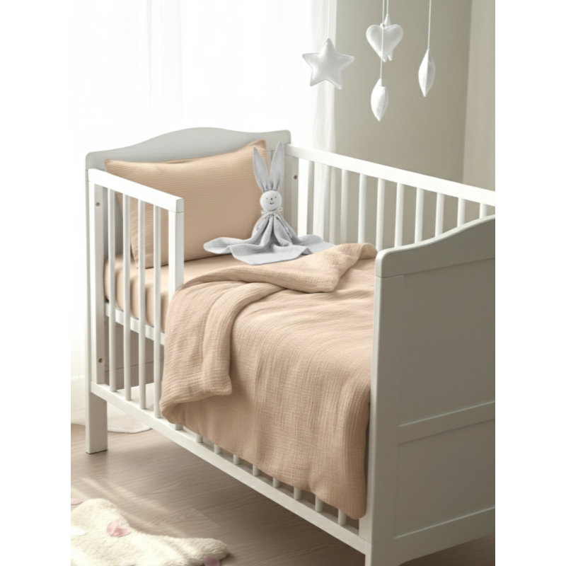 GAJI / Obliečky do postieľky mušelín - béžová