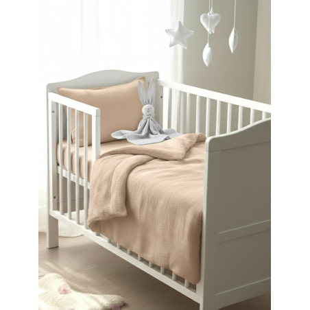 GAJI / Obliečky do postieľky mušelín - béžová