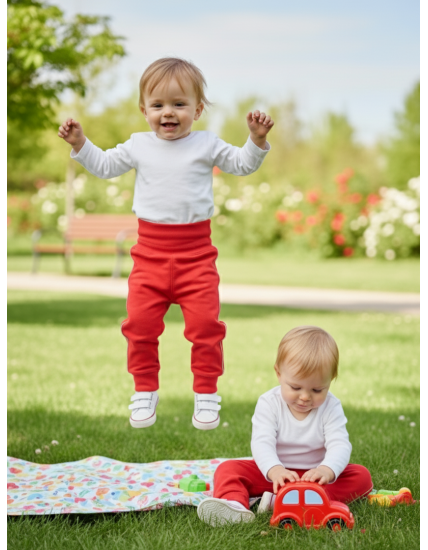 GAJI / Nohavice softshell s flisom - červená