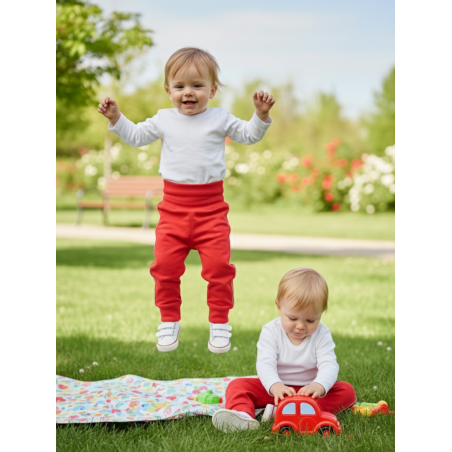 GAJI / Nohavice softshell s flisom - červená