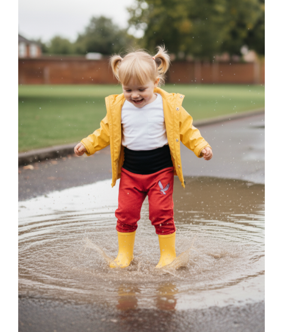 GAJI / Nohavice softshell s flisom výšivka - červená
