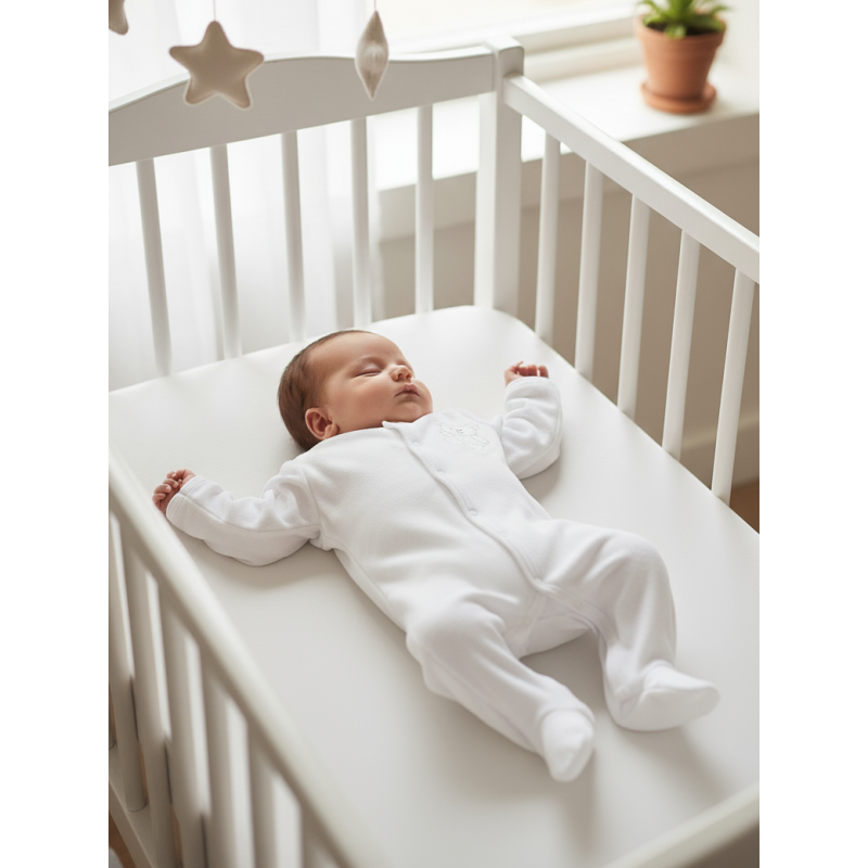 GAJI / Pyžamo overal s nôžkou zamat - biela