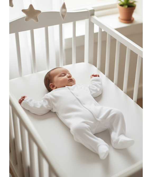 GAJI / Pyžamo overal s nôžkou zamat - biela