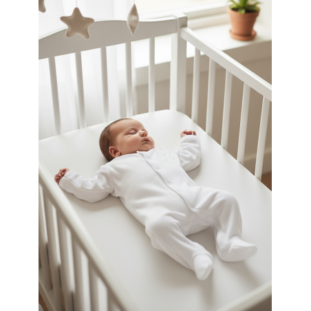 GAJI / Pyžamo overal s nôžkou zamat - biela