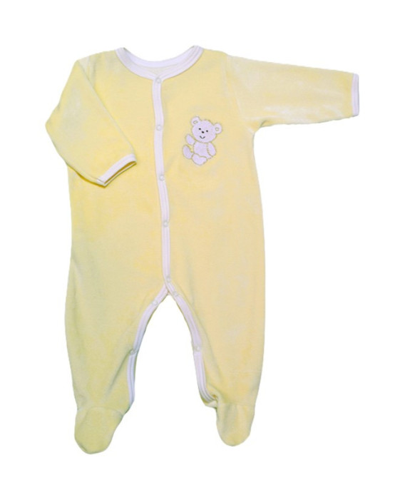 GAJI / Pyžamo overal s nôžkou zamat - žltá