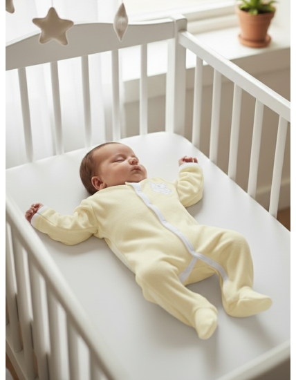 GAJI / Pyžamo overal s nôžkou zamat - žltá