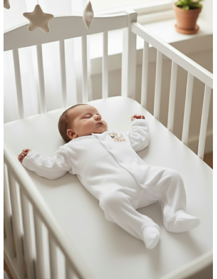 GAJI / Pyžamo overal s nôžkou obojlíc -  biela