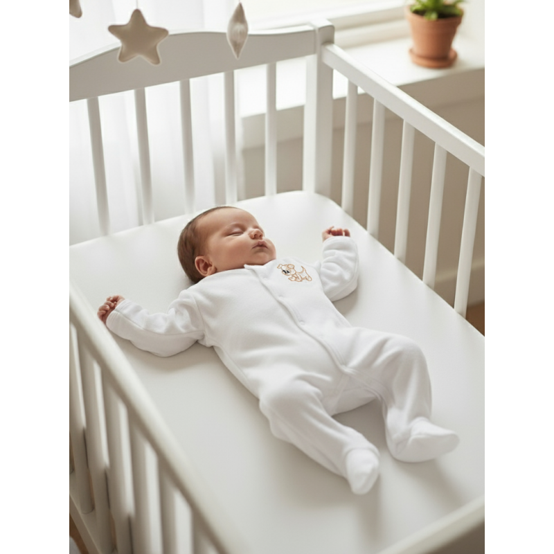 GAJI / Pyžamo overal s nôžkou obojlíc - biela