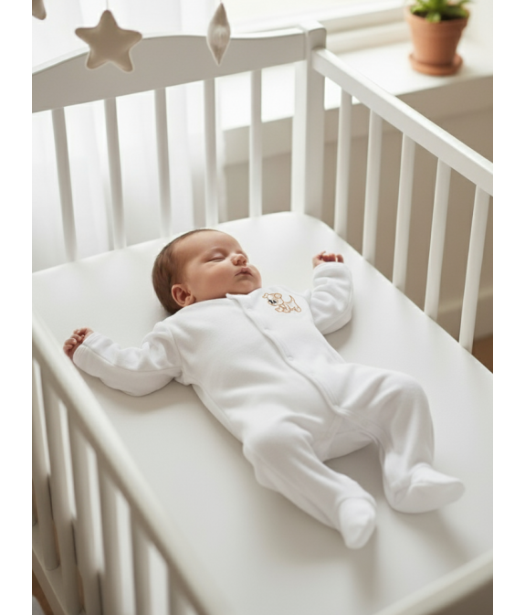 GAJI / Pyžamo overal s nôžkou obojlíc - biela