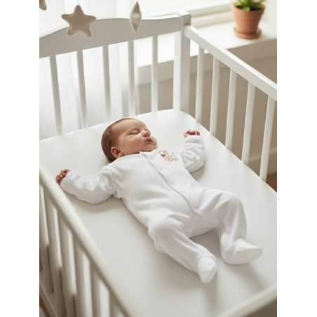 GAJI / Pyžamo overal s nôžkou obojlíc -  biela