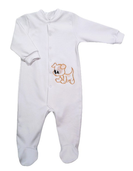 GAJI / Pyžamo overal s nôžkou obojlíc - biela