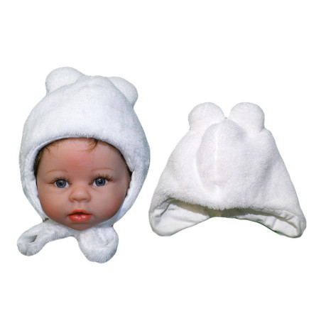 GAJI / Čiapka teplá s uškami wellsoft - biela