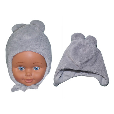 GAJI / Čiapka teplá s uškami wellsoft - sv.sivá