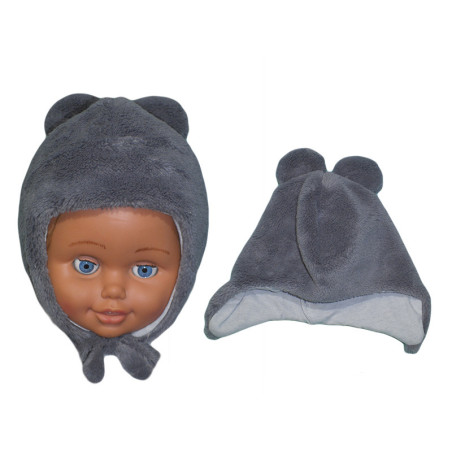 GAJI / Čiapka teplá s uškami wellsoft - tm.sivá