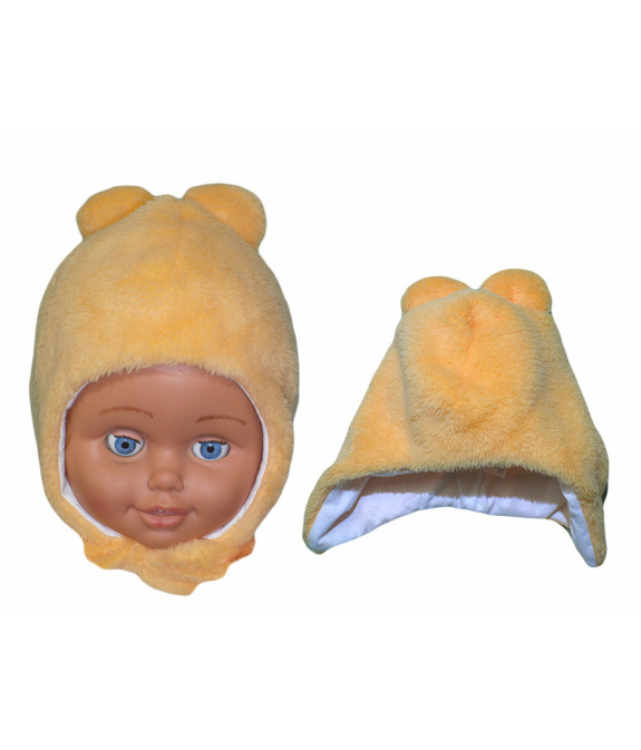 GAJI / Čiapka teplá s uškami wellsoft - oranžová