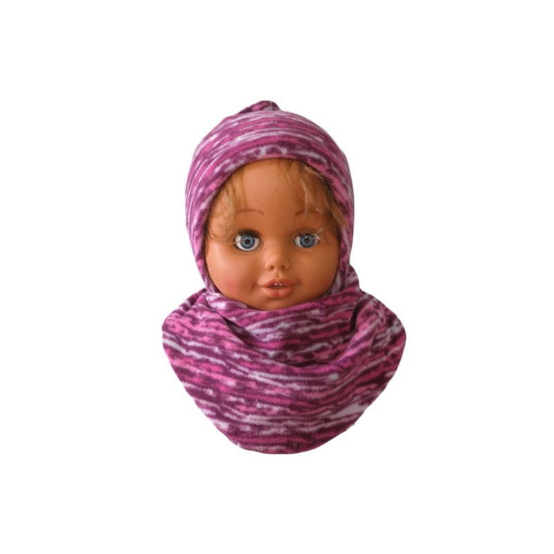 GAJI / Čiapka + nákrčník flis - ružový melír