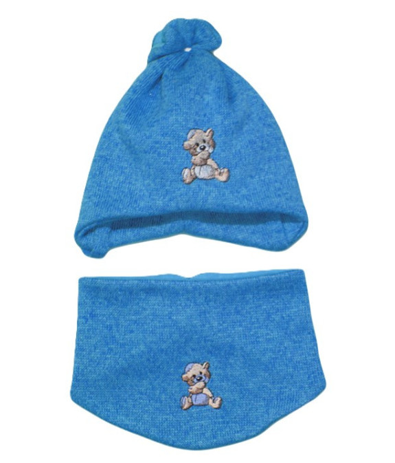 GAJI / Čiapka + nákrčník úplet - tyrkysová