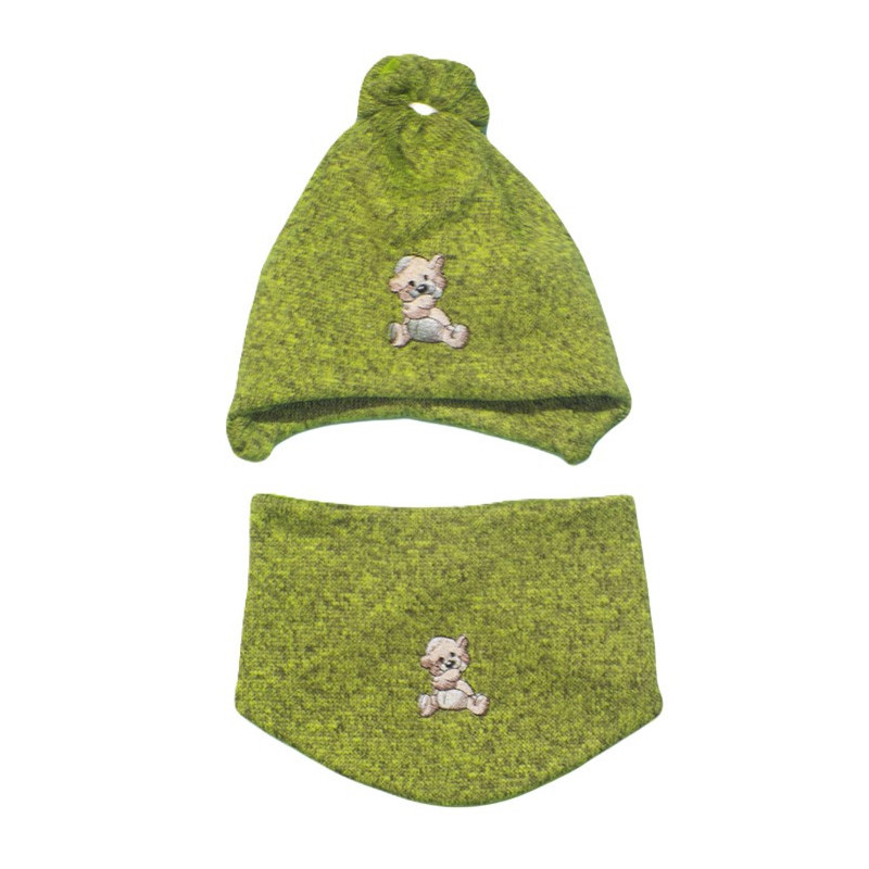 GAJI / Čiapka + nákrčník úplet - zelená