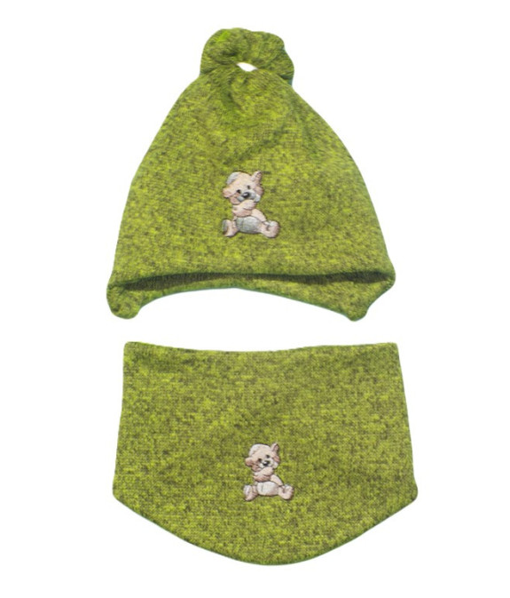 GAJI / Čiapka + nákrčník úplet - zelená