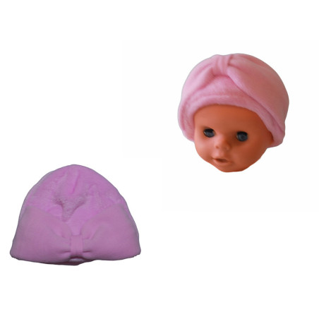 Čiapka teplá s mašľou - ružová /v.74/