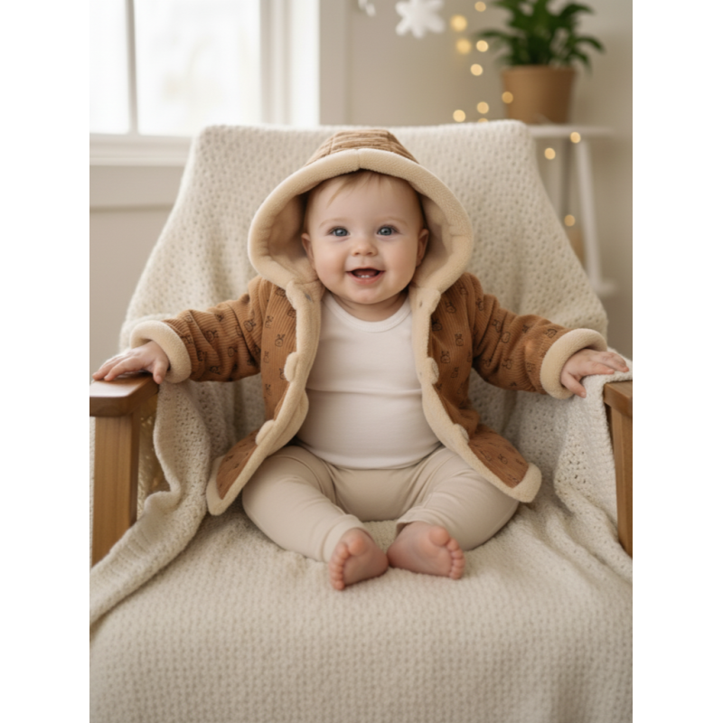 GAJI / Bunda zateplená s kapucňou - hnedá